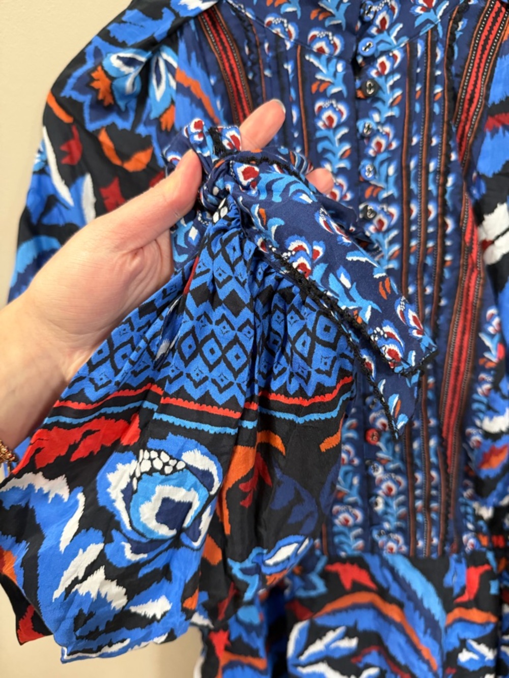 Farm Rio Blue Toucan Scarf Mini Dress Size Large - Picture 7 of 13